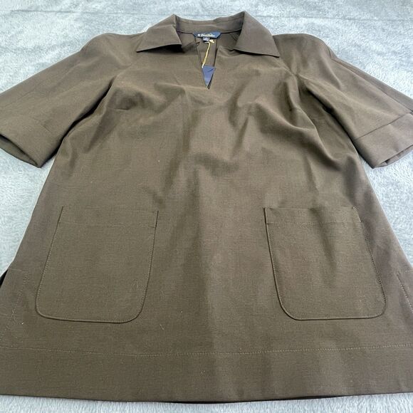 Brooks Brothers Women’s Split Hem Tunic Olive Green Size 6 Lagenlook Boho Chic - Picture 9 of 16
